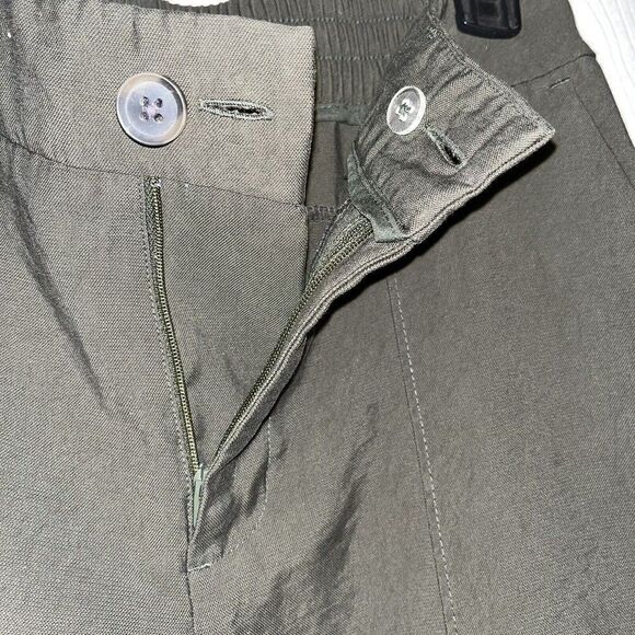 A New Day Ankle Pants Women’s Sz 6 Army Green Rolled Cuffs Center Seam High Rise - Picture 5 of 14